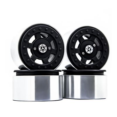 4PCS 1/10 RC Rock Crawler Aluminum 2.2 Beadlock Wheel Rims for Axial SCX10 RR10 Wraith G63 G500 Traxxas TRX4 TRX-6 ( Color : Black )