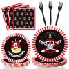 96pcs Pirate Birthday Tableware Set Pirates Party Paper Plates and Napkins Decorations Pirate ship Bone Disposable Dinnerware Supplies for Adult Teens Kids Birthday Party Favor, Severs 24 view 1