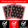 96pcs Pirate Birthday Tableware Set Pirates Party Paper Plates and Napkins Decorations Pirate ship Bone Disposable Dinnerware Supplies for Adult Teens Kids Birthday Party Favor, Severs 24 view 3