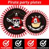 96pcs Pirate Birthday Tableware Set Pirates Party Paper Plates and Napkins Decorations Pirate ship Bone Disposable Dinnerware Supplies for Adult Teens Kids Birthday Party Favor, Severs 24 view 4