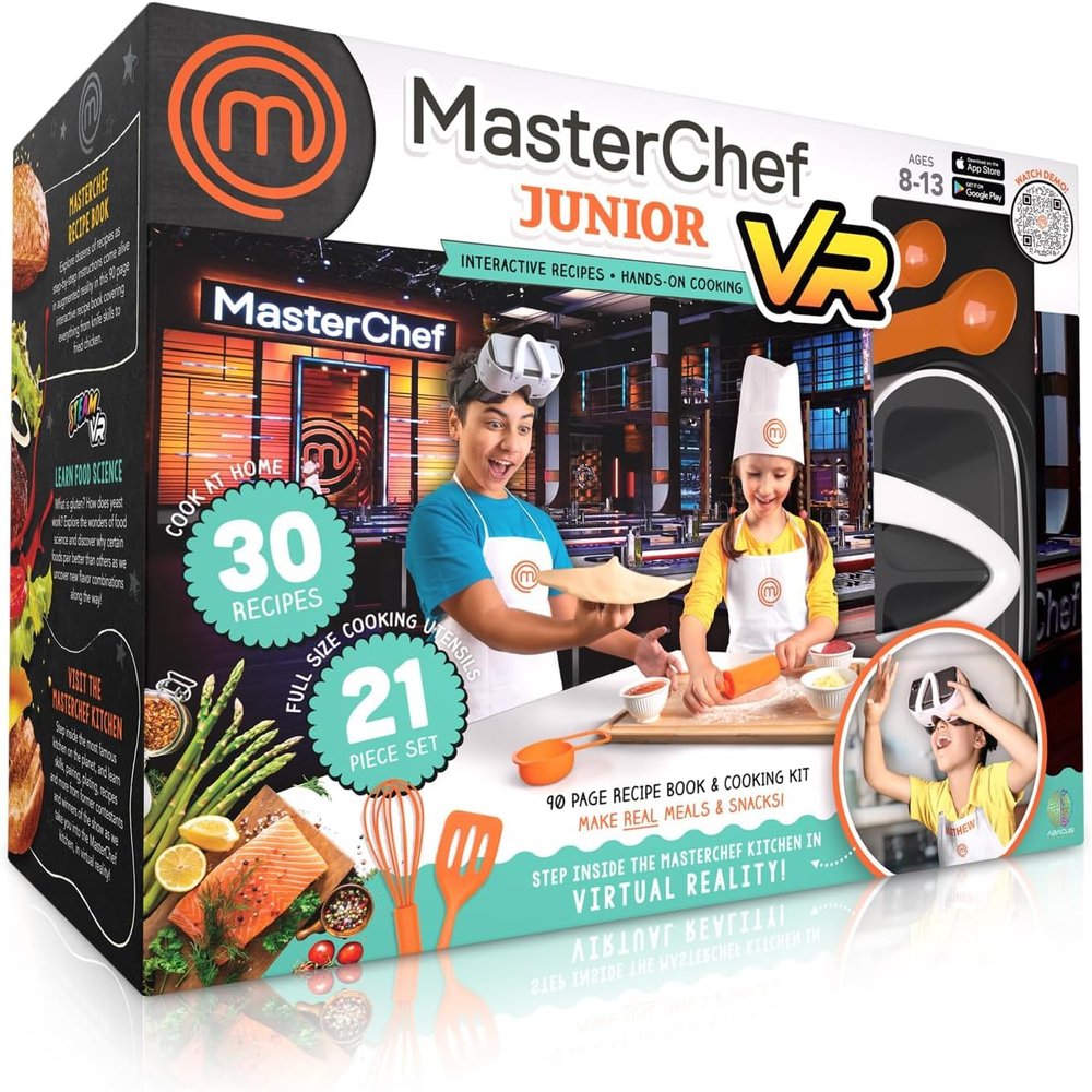 Abacus Brands VR MasterChef Junior - Virtual Reality Kids Cookbook and Interactive STEM Learning Activity Set (Full Version - Includes Goggles) - for Ages 8 and Up - Spanish Language Version