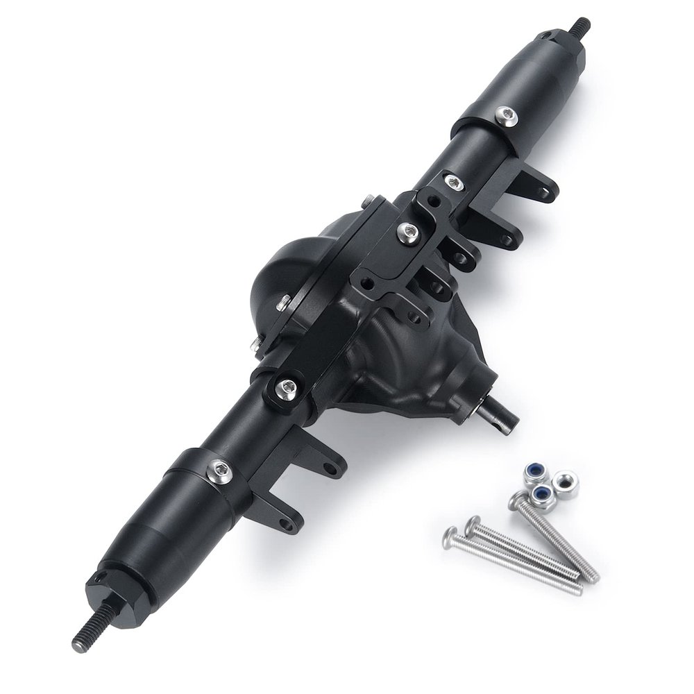 MOHERO RC Axle Metal Rear Portal Axle for 1:10 RC Crawler Car Axial SCX10 Upgrade Parts(Black)