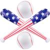 4 Pcs American Flag Inflatable Baseball and Baseball Bat,Blow Up Baseball Bat Beach Ball,Sports Theme Baseball Party Favors for Kids Adult Pool Beach,Sports Game Birthday Carnival Decor Photo Props view 1