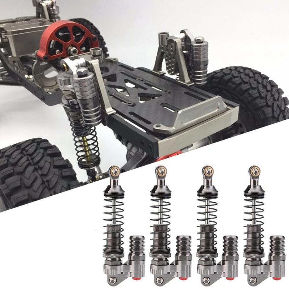 RC Shock Absorber, 4pcs Aluminum Shock Absorber CNC Machining Springs Shocks Set Damper with Screws Crawler Shocks for Axial / SCX10 / D90 / -4 RC Crawler Car