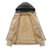 Maiyifu-GJ Men's Faux Leather Hooded Jacket Vintage PU Moto Windproof Hoodie Coat Winter Warm Fleece Lined Motorcycle Jacket (White,Large) view 2