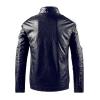 Maiyifu-GJ Mens Motorcycle Vintage PU Stand Collar Coat Fleece Lined Faux Leather Jacket Zip Up Slim Fit Biker Jacket Outwear (Blue,Large) view 4