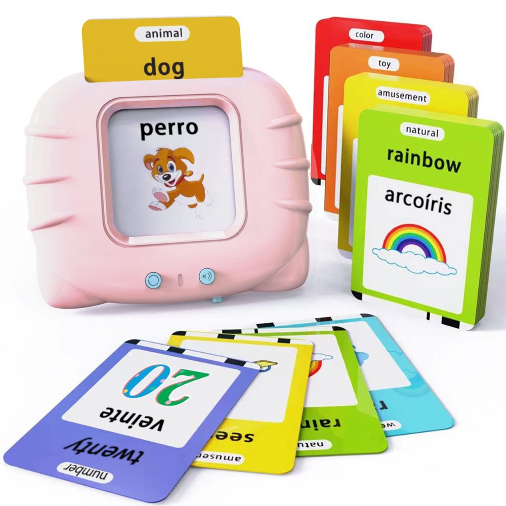 Lapare Spanish and English Bilingual Audible Flash Cards Toy with Music for Toddlers 1 2 3 4 5, Learn Spanish and English for Kids, Nias, Nios, Bebes