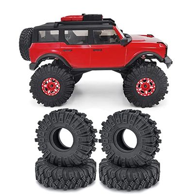 WEFEINO 4Pcs 1.0" Crawler Tires Soft Rubber Wheels Tires 62mm for 1/24 Axial SCX24 Deadbolt Bronco RC Crawler Car (c)