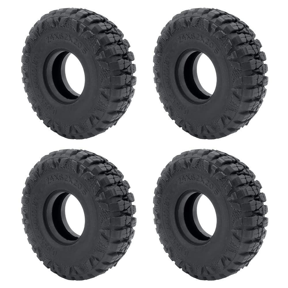 WEFEINO 4Pcs 1.0" Crawler Tires Soft Rubber Tires 62mm for 1/24 Axial SCX24 Deadbolt Bronco RC Crawler Car (b)