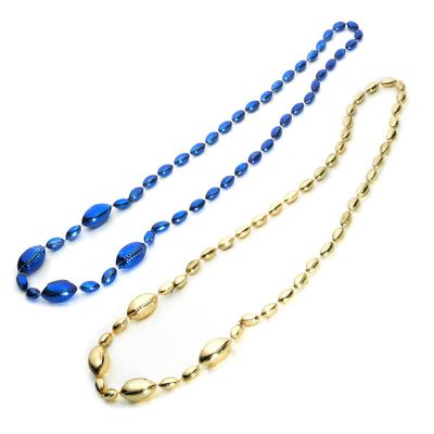 Anderson's Blue and Gold Football Beads, 38 Inches, Set of 12, Fan Gear, Birthdays, Homecoming, Game Days, Sports Fan Gear,School Spirit, Football Cheerleader Accessories