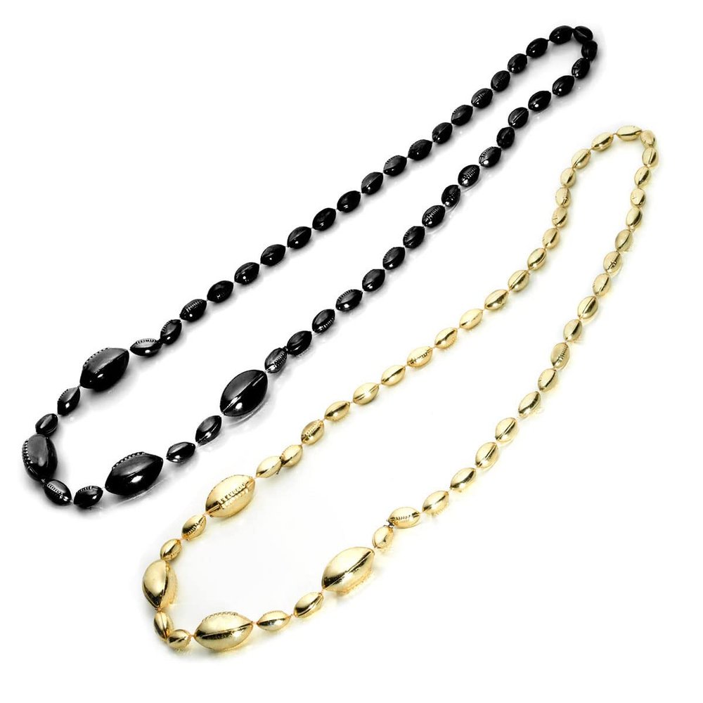 Anderson's Black and Gold Football Beads, 38 Inches, Set of 12, Fan Gear, Birthdays, Homecoming, Game Days, Sports Fan Gear,School Spirit, Football Cheerleader Accessories