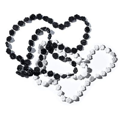 Anderson's Black and White Paw Beads, 38 Inches, Set of 24, Fan Gear, Birthdays, Homecoming, Game Days, Sports Fan Gear,School Spirit, Football Cheerleader Accessories