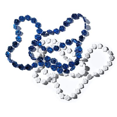 Anderson's Blue and White Paw Beads, 38 Inches, Set of 24, Fan Gear, Birthdays, Homecoming, Game Days, Sports Fan Gear,School Spirit, Football Cheerleader Accessories