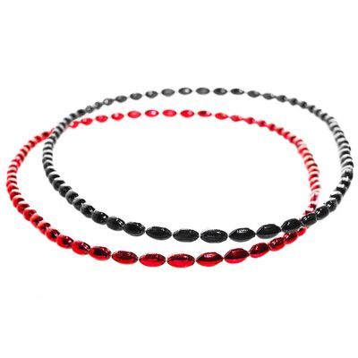 Anderson's Black and Red Mini Football Bead Necklaces, 33 Inches, Set of 24, Fan Gear, Birthdays, Homecoming, Sports Fan Gear,School Spirit, Football Cheerleader Accessories
