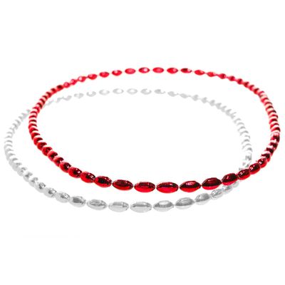 Anderson's Red and White Mini Football Bead Necklaces, 33 Inches, Set of 24, Fan Gear, Birthdays, Homecoming, Sports Fan Gear,School Spirit, Football Cheerleader Accessories