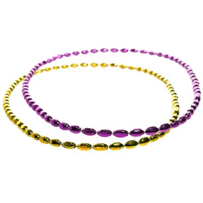 Anderson's Purple and Gold Mini Football Bead Necklaces, 33 Inches, Set of 24, Fan Gear, Birthdays, Homecoming, Sports Fan Gear,School Spirit, Football Cheerleader Accessories