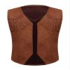 Alvivi Kids Boys Western Cowboy Costume Fringe Decor Open Front Vest for Cosplay Halloween Party 6-16 Years Brown 8 Years view 1