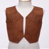 Alvivi Kids Boys Western Cowboy Costume Fringe Decor Open Front Vest for Cosplay Halloween Party 6-16 Years Brown 12 Years view 2