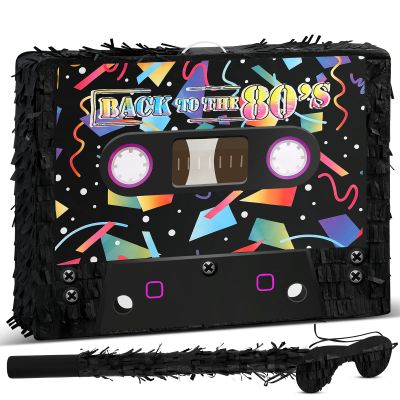 Deekin 3 Pcs Cute Piata Set Include Piata with Stick Eye Mask Large Money Box for Kids Music Science School Sports Bridal Shower Birthday Party Decorations Supplies(Cassette Tape)