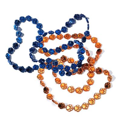 Anderson's Blue and Orange Paw Beads, 38 Inches, Set of 24, Fan Gear, Birthdays, Homecoming, Game Days, Sports Fan Gear,School Spirit, Football Cheerleader Accessories