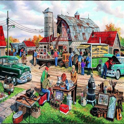 1000 Pcs Kid Adult Puzzle,Country Yard Sale,Challenging and Stimulating Puzzle Game,Suitable Family Friends Wooden Family Fun Games,Home Decoration Colorful Puzzle
