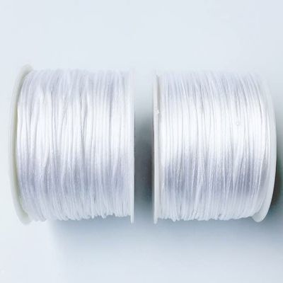 2pcx70m Satin Nylon Cord for Silicone Teething Necklace Bracelet 1.5MM Silk Rope Cords for Pacifier Chain Clips DIY Teether - (Color: 2pcs White)