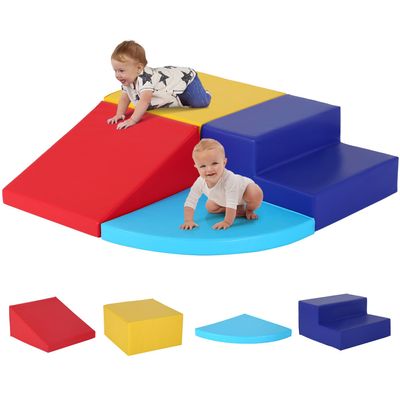 Dkelincs 4-Piece Soft Foam Climbing Blocks for Toddlers 1-3, Crawl and Climb Baby Activity Play Structures, Indoor Toys, Colorful