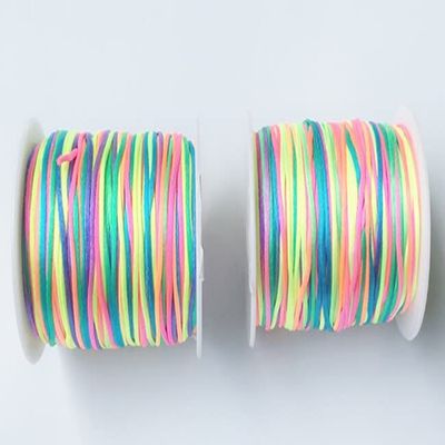 2pcx70m Satin Nylon Cord for Silicone Teething Necklace Bracelet 1.5MM Silk Rope Cords for Pacifier Chain Clips DIY Teether - (Color: 2pcs Colorful)