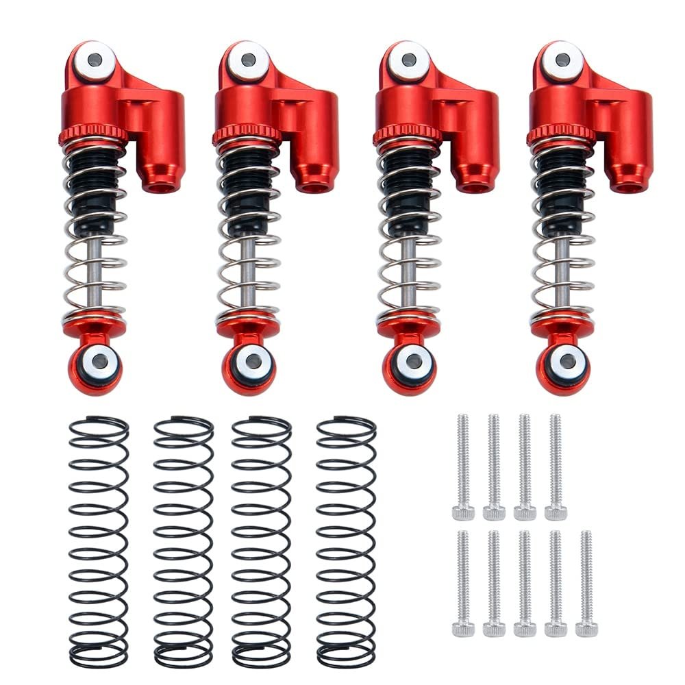4PCS Aluminum Threaded Oil Emulsion Shocks Absorber Damper for 1/24 RC Crawler Car Axial SCX24 90081 001 002 005 006 (Color : Red Black)