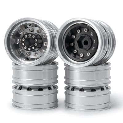 Rear Wheel Rim Aluminum Alloy 10 Spokes Wheel Hub for 1/14 Tamiya RC Trailer Tractor Truck Car Wheel Tires Upgrade Parts (Color : 4PCS)