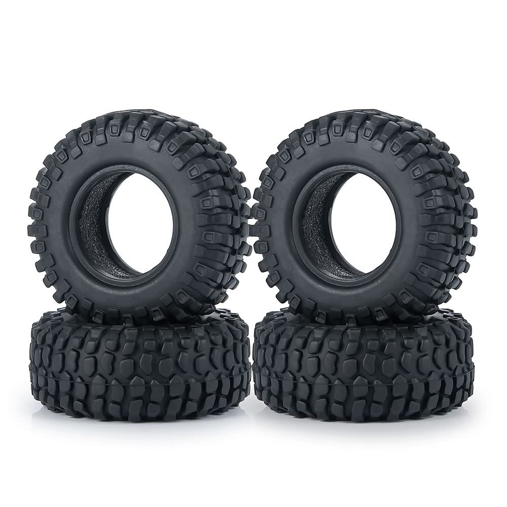 4PCS 1.0" Soft Rubber Tyres 50/54mm Width for 1/24 Axial SCX24 90081 AXI00001 AXI00002 RC Crawler Car Wheel Tires (Color : No.5-50mm Tyres)
