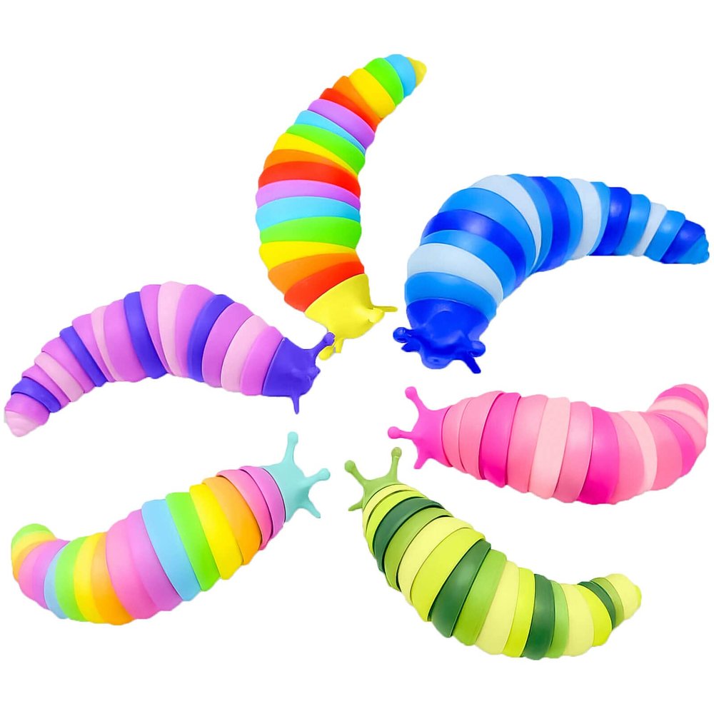 Kabvy Sensory Slug Fidget Toys 6 Pack - Sensory Toys for Autism, ADHD, Anxiety and Stress Relief, Valentines Day Gift for Kids Toddlers Girls and Boys