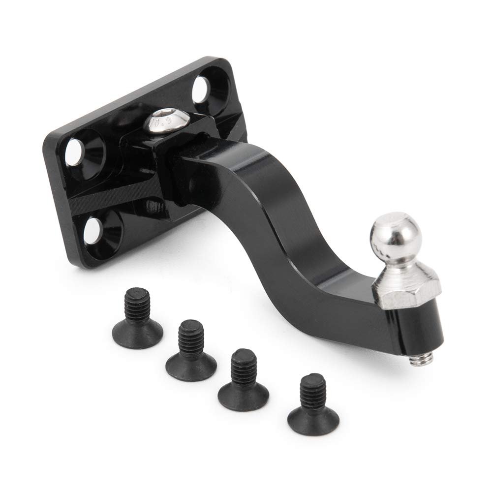 Metal CNC Tow Trailer Hitch Hook Receiver for 1/10 Axial SCX10 RC Crawler Car Upgrade Parts (Color : Black)