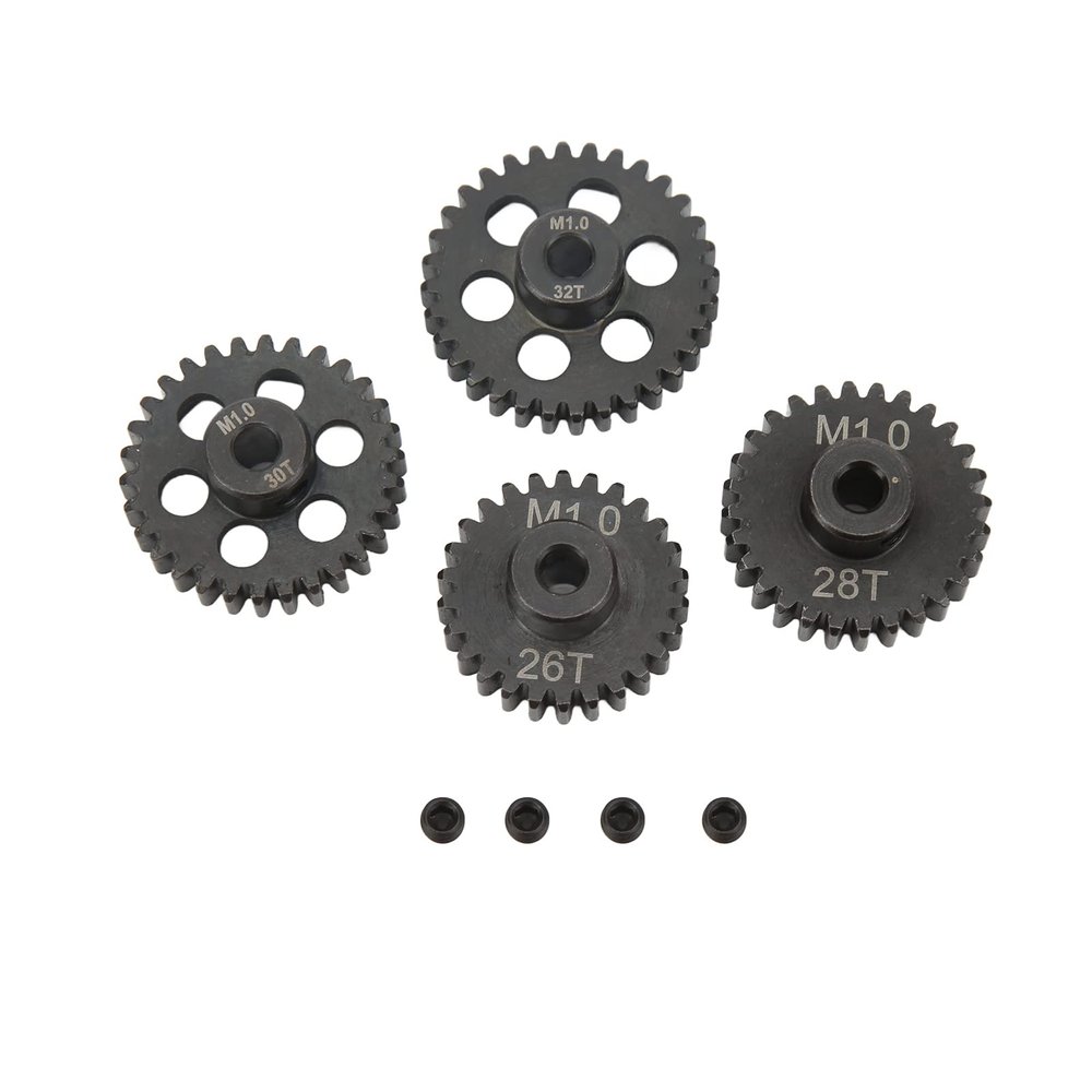Drfeify RC Motor Gear,26T 28T 30T 32T 25DP M1 5mm Metal RC Motor Pinion Set,Motor Pinion Gears Accessories for 18 RC Cars