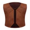 ACSUSS Western Cowboy Kids Costume for Kids Boys Girls Open Front Vest Fringe Party Role Play Dress Up Brown 12 Years view 1