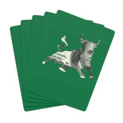 $100 Bill in Bull Shape Playing Cards Fun Stock Market Bull Poker Cards