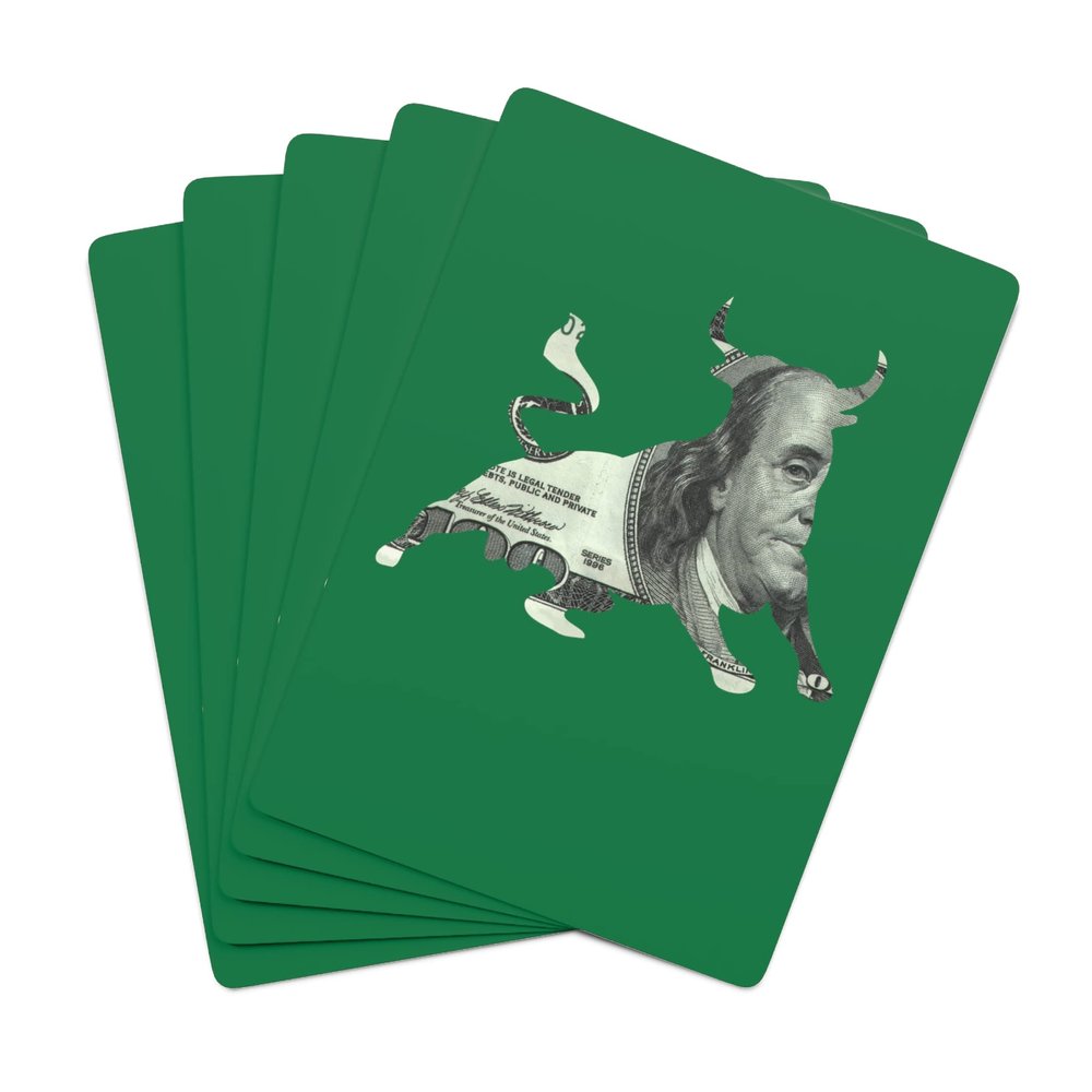 $100 Bill in Bull Shape Playing Cards Fun Stock Market Bull Poker Cards