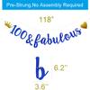 100 & Fabulous Banner,Pre-Strung,No Assembly Required,Funny Blue Paper Glitter Party Decorations for 100th Birthday Party Supplies, Letters Blue,ABCpartyland view 2