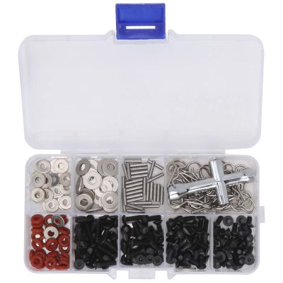 270Pcs RC Screw Kit Screws Assortment Set with Gasket,Small Sleeve,Car Shell Buckle,Flat Head Hex Screw,Round Head Hex Screw,for 1/8 1/10 Remote Control Car RC Repair Tool Kit