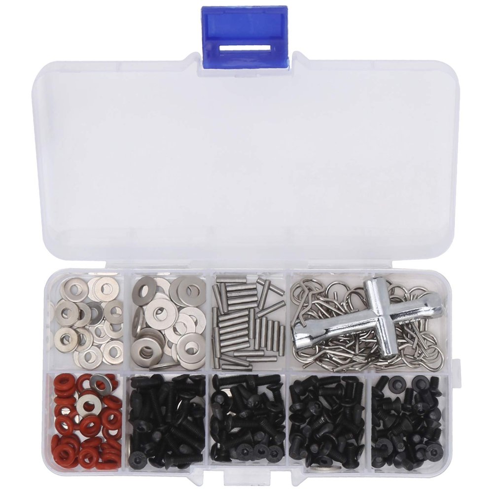 270Pcs RC Screw Kit Screws Assortment Set with Gasket,Small Sleeve,Car Shell Buckle,Flat Head Hex Screw,Round Head Hex Screw,for 1/8 1/10 Remote Control Car RC Repair Tool Kit
