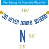 30 Never Looked So Good Banner, Pre-Strung, No Assembly Required, Blue Paper Glitter Party Decorations for 30th Birthday Party Supplies, Letters Blue,ABCpartyland view 2