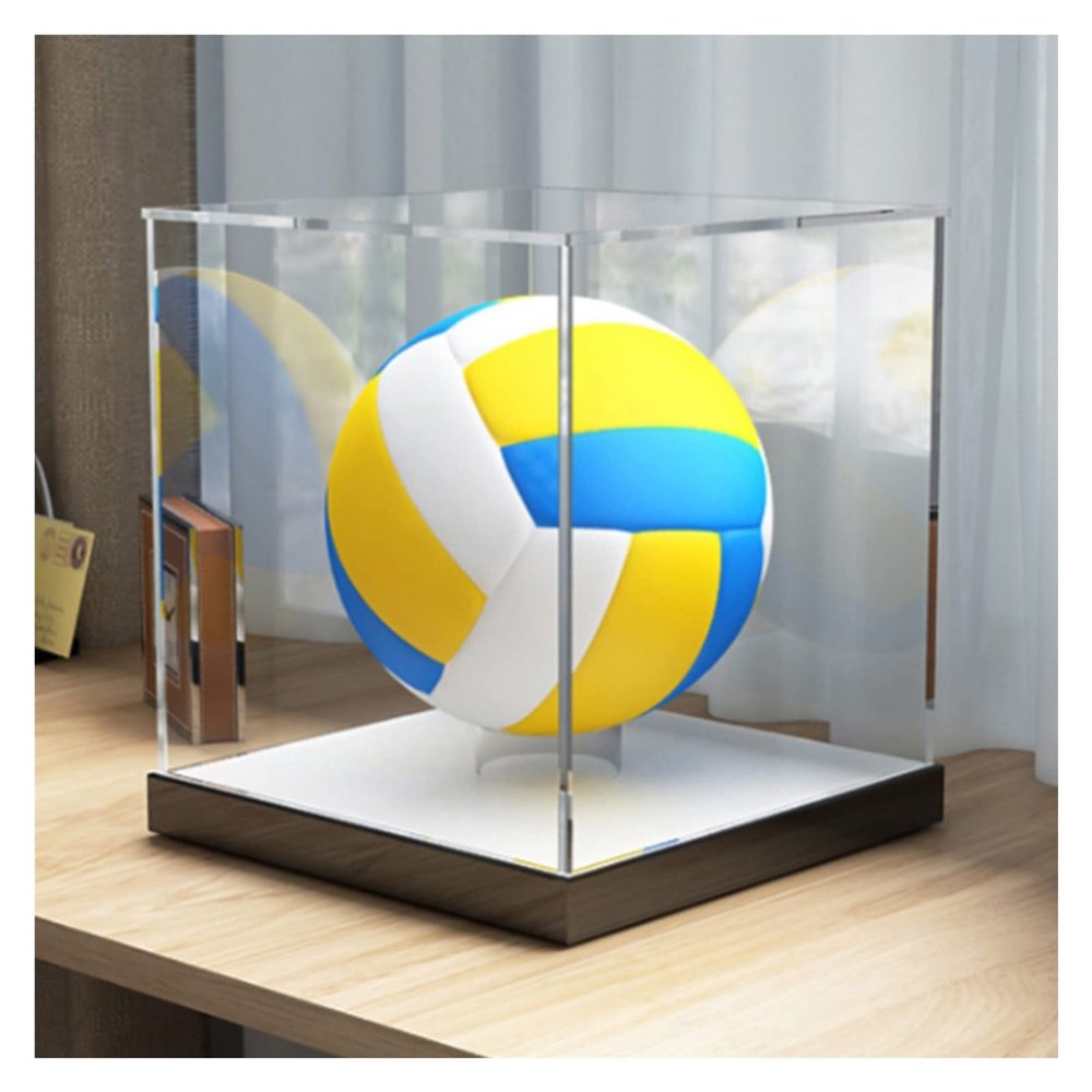 WIGING Display Case for Collectibles, Self-Assembly Acrylic Countertop Box with Black Base, Basketball Dustproof Organizer Showcase for Action Figures Toys