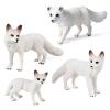 Bbiamsleep 4 Pieces White Fox Animal Figurines Mini Animals Set Realistic Arctic Fox Family Figurines for Cake Topper Party Christmas Birthday Supplies view 1