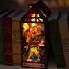 TOPBSFARNY 3D Wooden Book Stand Puzzle DIY Dollhouse Wood Bookends Book Nook Model Building Kit with LED Light for Teens and Adults to Build-Creativity Gift for Birthdays Christmas Halloween view 3