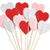 120 Pcs Valentine's Day Heart Cupcake Toppers Glitter Love Heart Cupcake Picks Decorations 4.7'' Topper Stick for Valentines Day Wedding Engagement Birthday(Red, Pink, White) view 1