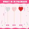 120 Pcs Valentine's Day Heart Cupcake Toppers Glitter Love Heart Cupcake Picks Decorations 4.7'' Topper Stick for Valentines Day Wedding Engagement Birthday(Red, Pink, White) view 2