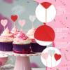 120 Pcs Valentine's Day Heart Cupcake Toppers Glitter Love Heart Cupcake Picks Decorations 4.7'' Topper Stick for Valentines Day Wedding Engagement Birthday(Red, Pink, White) view 3