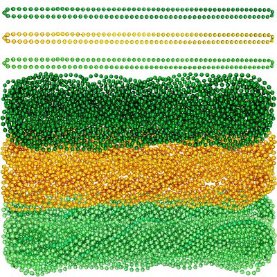 St. Patrick's Day Bead Necklaces Bulk Mardi Gras Beads Dark Green, Light Green, Yellow Beaded Necklaces St. Patrick's Party Beads Necklaces 33 6 mm Holiday Beaded Costume Necklace for Party (36 Pcs)
