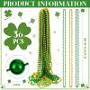 St. Patrick's Day Bead Necklaces Bulk Mardi Gras Beads Dark Green, Light Green, Yellow Beaded Necklaces St. Patrick's Party Beads Necklaces 33 6 mm Holiday Beaded Costume Necklace for Party (36 Pcs) view 2
