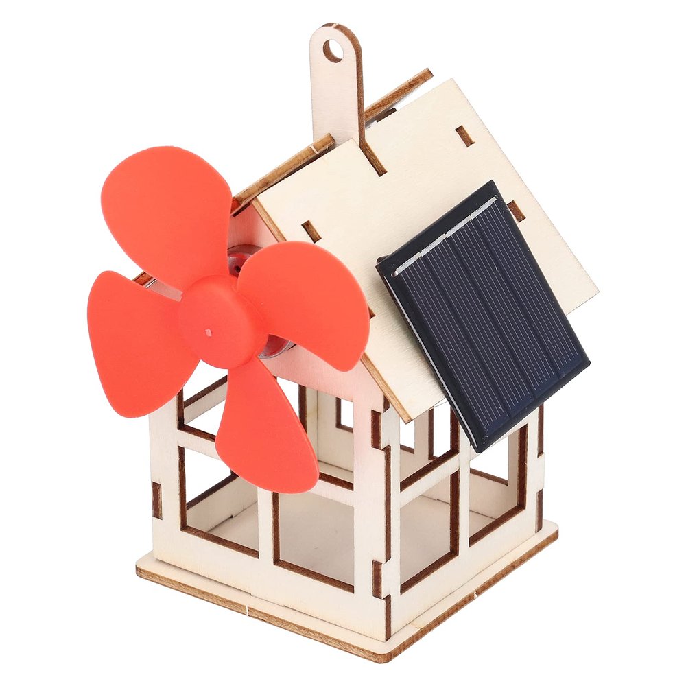BORDSTRACT Windmill Wooden House Experimental Model, Solar Powered Windmill Cabin DIY Solar Energy Science Educational Assembly Kit
